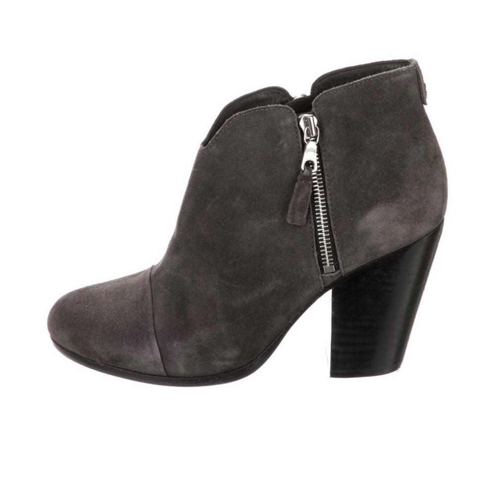 Rag & Bone Bootie Margot Suede Ankle Boots Double Zipper Block Heel Womens 38.5 - Picture 8 of 14
